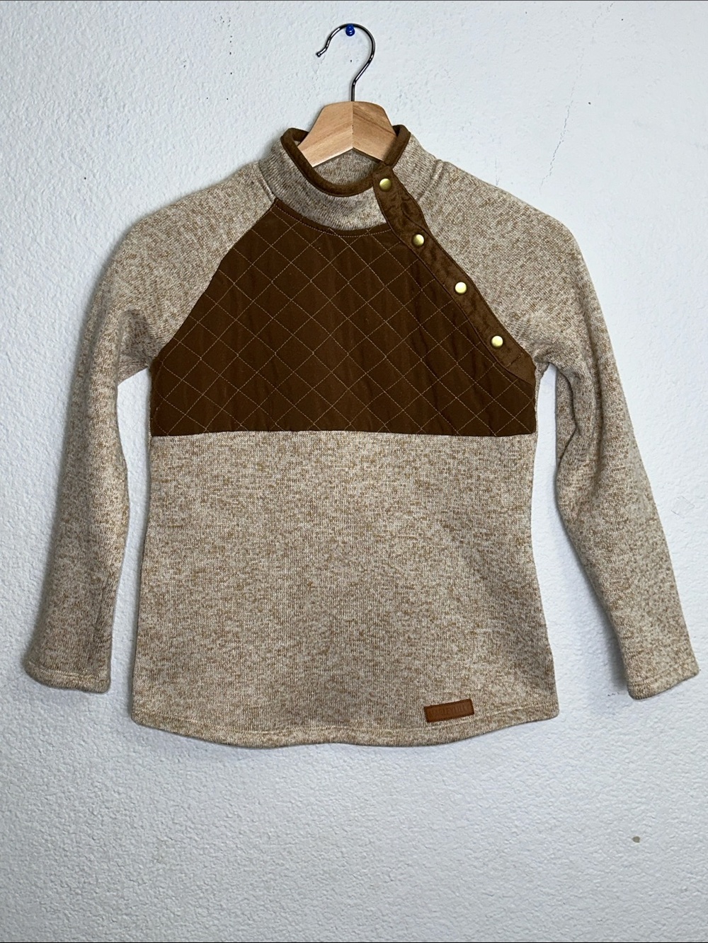 Marleylilly Light Brown Pullover Sweater Snap Button Youth Girls Large